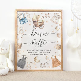 Póster Diaper Raffle Clothes Boho Revelación de Género