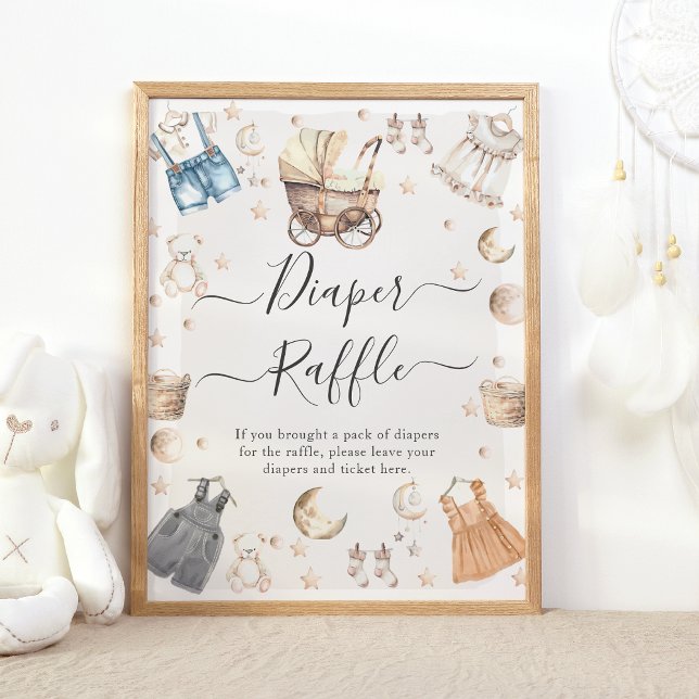 Póster Diaper Raffle Clothes Boho Revelación de Género (Subido por el creador)
