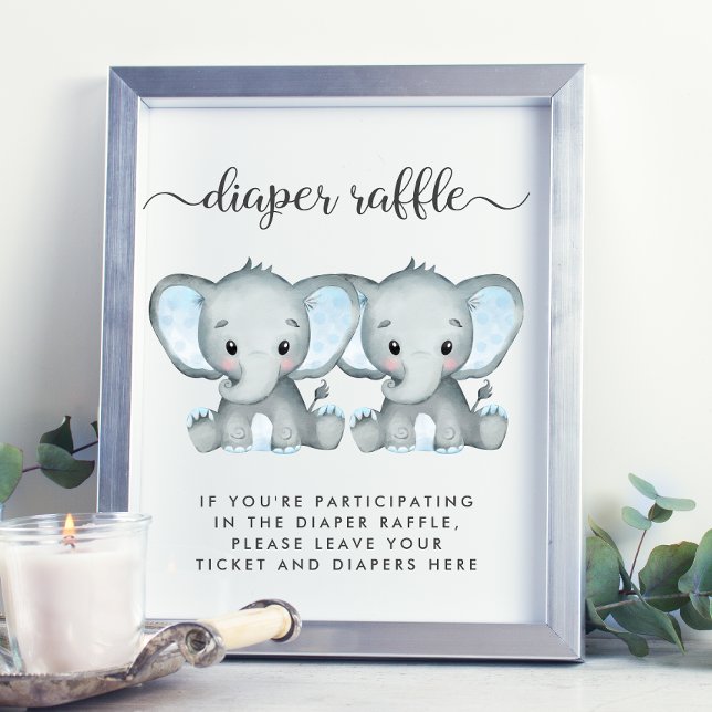 Póster Diaper Raffle Elephant Ducha para bebés gemelos (Subido por el creador)