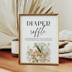 Póster Diaper Raffle Fall Little Pumpkin Baby Shower