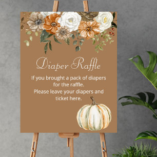 Póster Diaper Raffle Game Fall Calabaza Rustic Brown