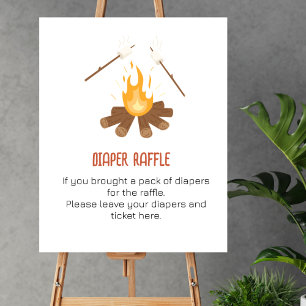 Póster Diaper Raffle Game Smore Campfire Baby Shower