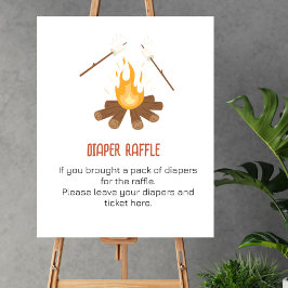Póster Diaper Raffle Game Smore Campfire Baby Shower