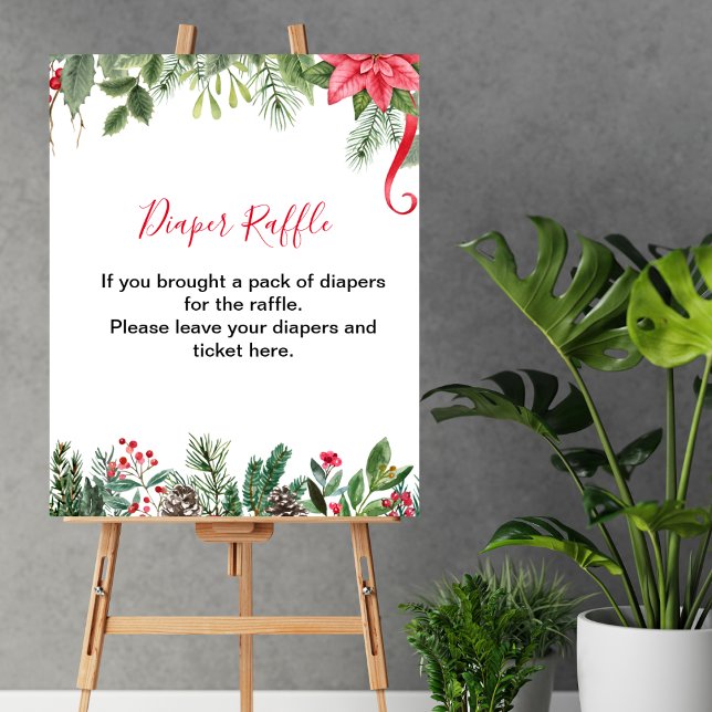 Póster Diaper Raffle Game Winter Red Poinsettia Pinecones (Subido por el creador)