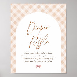 Póster Diaper Raffle Gingham Cutie Pie Baby Shower Rótulo