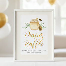 Póster Diaper Raffle Little Honey Bee Baby Shower Table