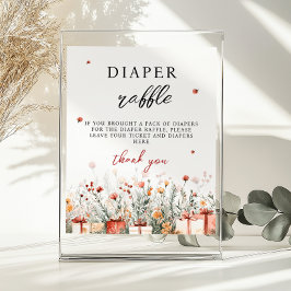 Póster Diaper Raffle Merry Little Baby Shower Game sign