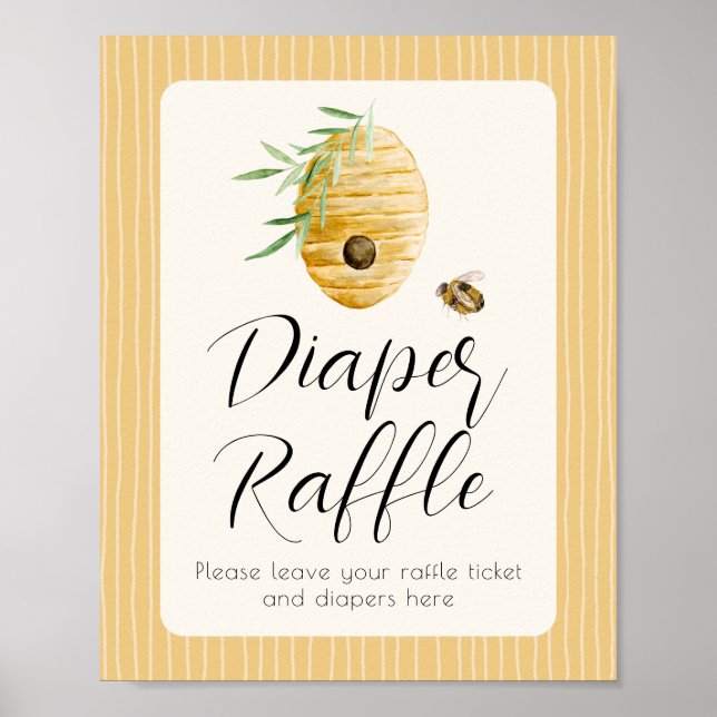 Póster Diaper Raffle Mommy To Bee Baby Shower Table Sign (Frente)