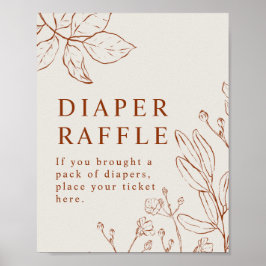 Póster Diaper Raffle Poster de Baby Shower botánico