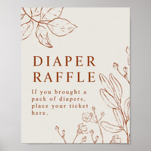 Póster Diaper Raffle Poster de Baby Shower botánico