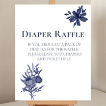 Diaper Raffle Rótulo acuarela Marina Floral Azul