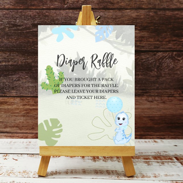 Póster Diaper Raffle Rótulo dinosaurio azul Balón azul (Subido por el creador)