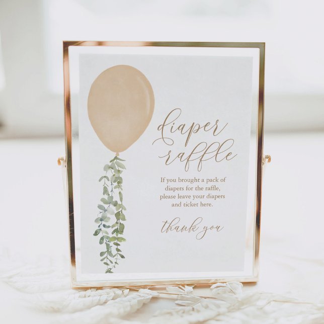 Póster Diaper Raffle Rótulo Gold Balloon Baby Shower (Subido por el creador)