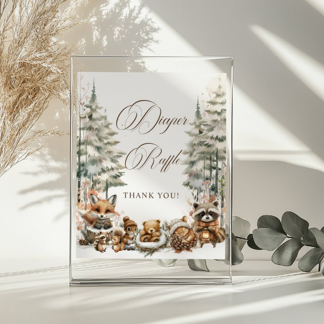 Póster Diaper Raffle Rótulo Invernal Watercolor Animales (Subido por el creador)