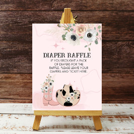 Póster Diaper Raffle Saddle Up Tema De La Vaquera Occiden