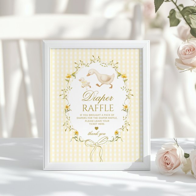 Póster Diaper raffle Silly Goose gender neutral gingham (Subido por el creador)