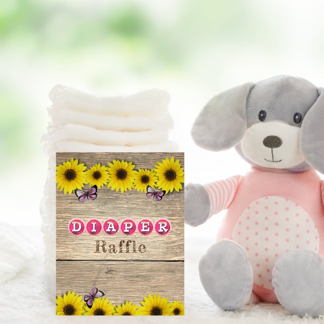 Póster Diaper Raffle Table Baby Shower rosa girasol (Subido por el creador)