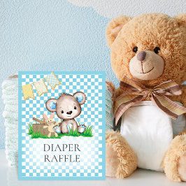 Póster Diaper Raffle Table Teddy Bear Picnic Baby Shower