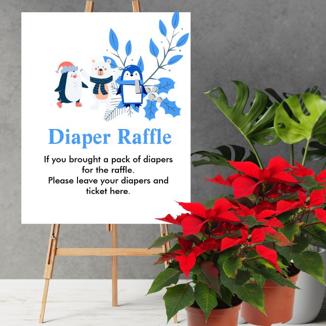 Póster Diaper Raffle Winter wonderland Oso polar pingüino (Subido por el creador)