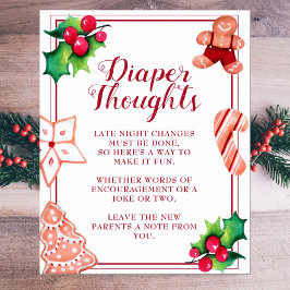 Póster Diaper Thoughts Navidades Rótulo Baby Shower