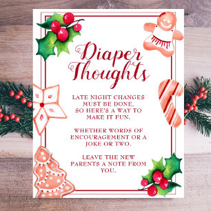 Póster Diaper Thoughts Navidades Rótulo Fiesta Baby Showe