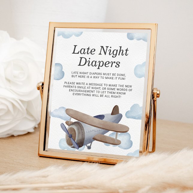 Póster Diapers de última noche Baby Shower del avión azul (Subido por el creador)