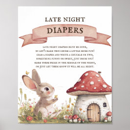 Póster Diapers nocturnos Bunny Baby Shower Poster