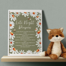 Diapers nocturnos Daisies & Bumblebee Poster