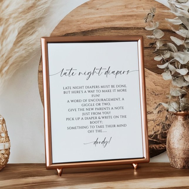 Póster Diapers nocturnos Minimalistas Baby Shower (Subido por el creador)