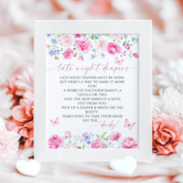 Póster Diapers nocturnos Minimalistas Baby Shower