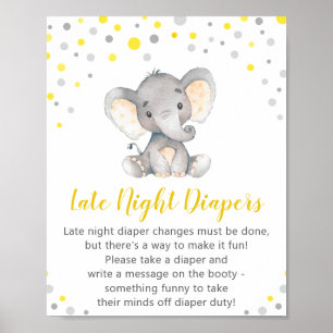Póster Diapers nocturnos Nappy Thoughts Baby Shower