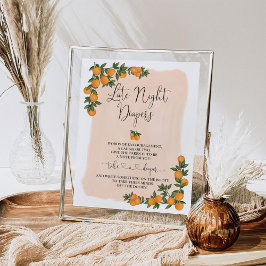 Póster Diapers nocturnos Naranja Citrus Baby Shower Rótul