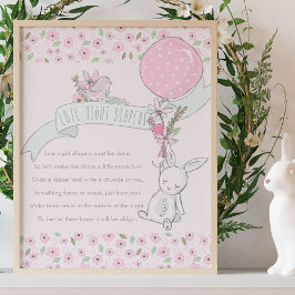 Póster Diapers nocturnos Pequeño juego de Baby Shower par