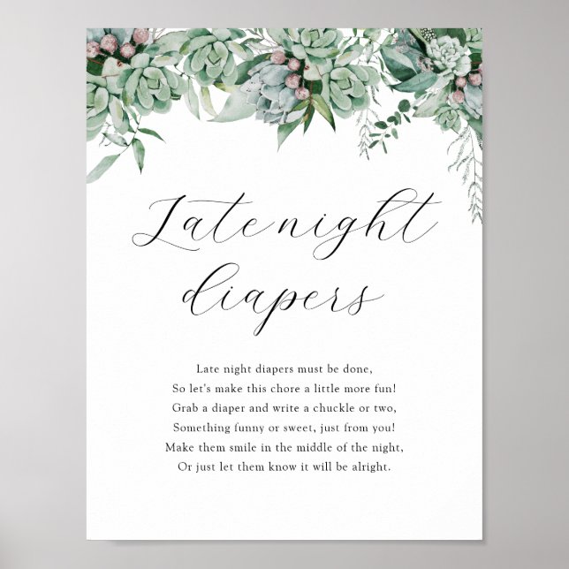 Póster Diapers nocturnos Rótulo de juegos de ducha (Frente)
