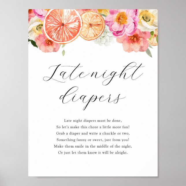 Póster Diapers nocturnos Rótulo de juegos de ducha (Frente)