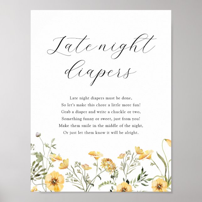 Póster Diapers nocturnos Rótulo de juegos de ducha (Frente)