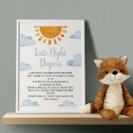 Póster Diapers nocturnos Sun Baby Shower