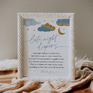 Póster Diapers nocturnos Twinkle Star Baby Shower Boy