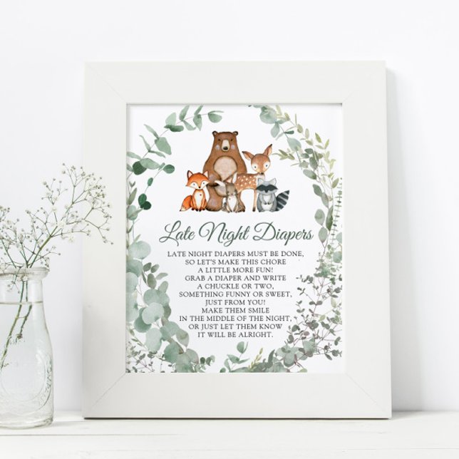 Póster Diapers nocturnos Woodland Baby Shower (Subido por el creador)