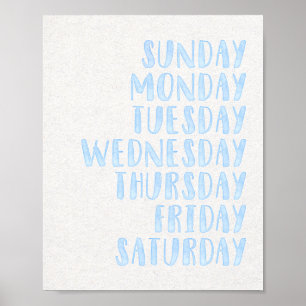 Póster Días Azules Ligeros de la Semana Poster de Enferme