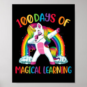 Póster Días De Aprendizaje Mágico Dabbing Unicornio Chica