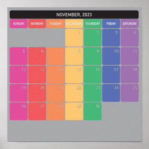 Póster Días de color del calendario planer de noviembre d