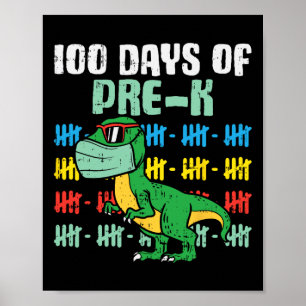 Póster Días De Dinosaurio Trex Prek En Niño De Cuarentena