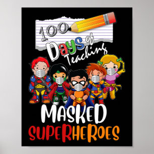 Póster Días De Enseñanza De Superhéroes Enmascarados