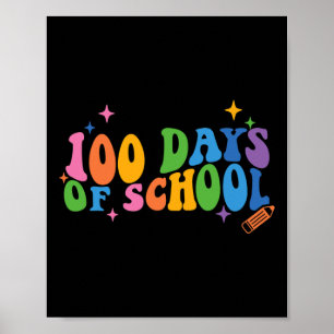Póster Días De Escuela Retro Groovy 100° Día De La Escuel