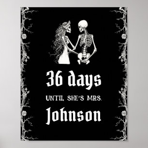 Póster Días De Esqueleto Gótico Halloween Hasta Que Ella 