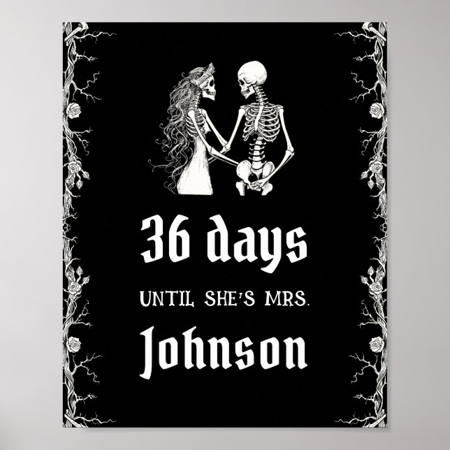 Póster Días De Esqueleto Gótico Halloween Hasta Que Ella  (Frente)