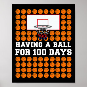 Póster Días de la escuela de baloncesto Balls 100 días re