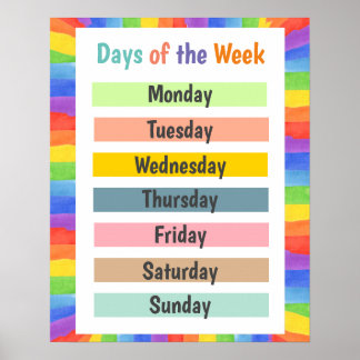 Póster Días de la semana coloridos