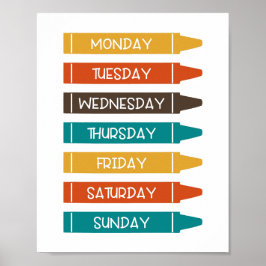 Póster Días de la semana Nursery Wall Art